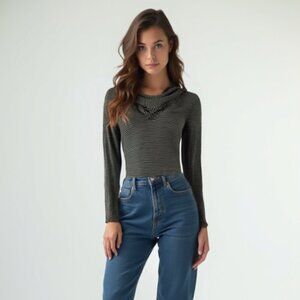 ❤️ Splendid gray and black Tunic Top M